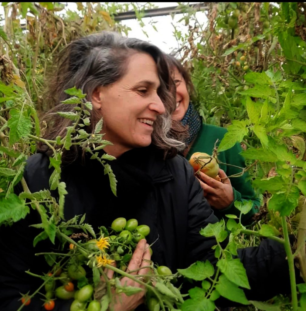 עדי בגינה עם עגבניות שרי