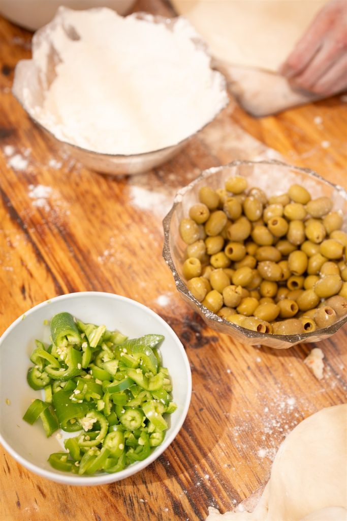 זיתים, פלפלים וירקות לפיצה